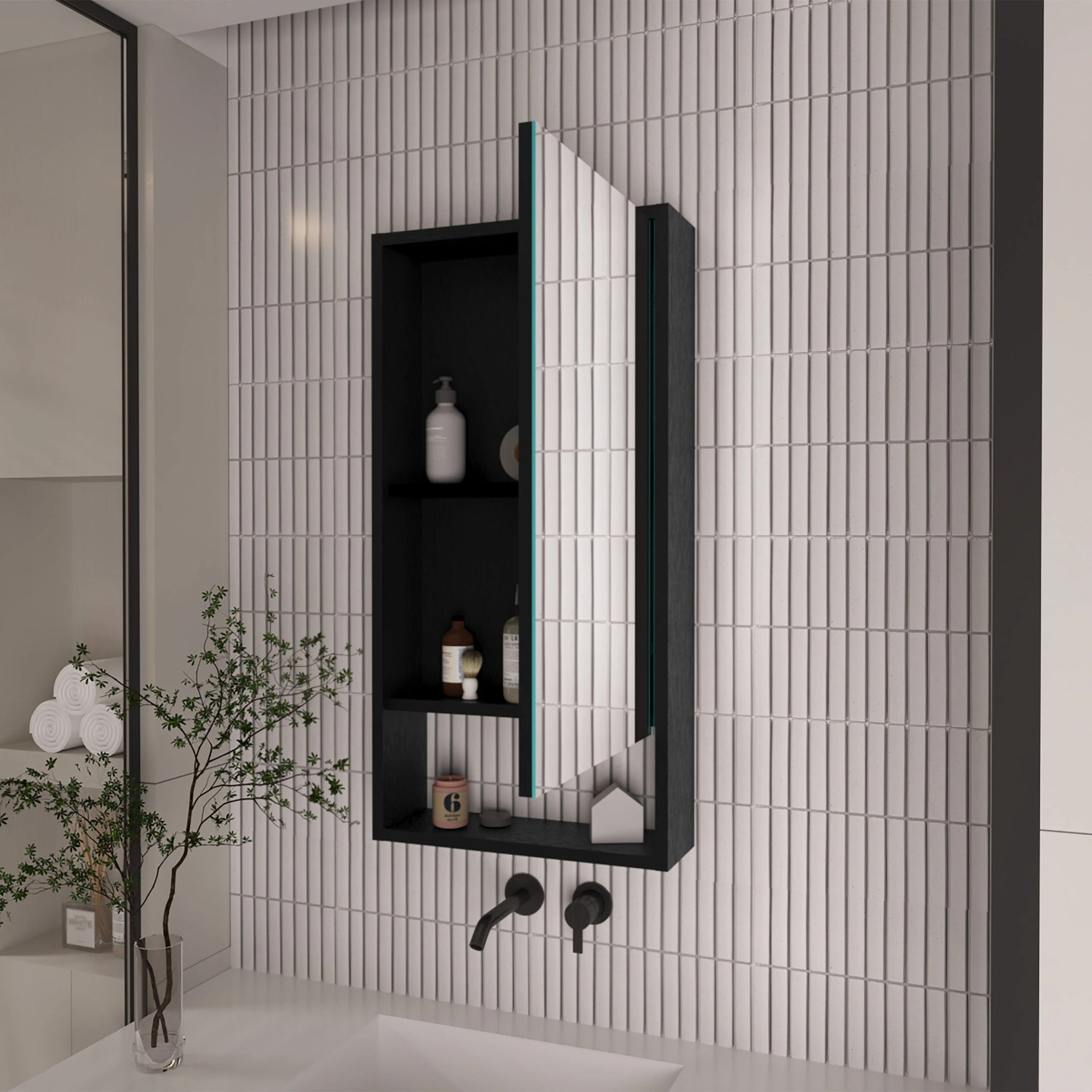 Rectangle Medicine Cabinet with Mirror Wenge