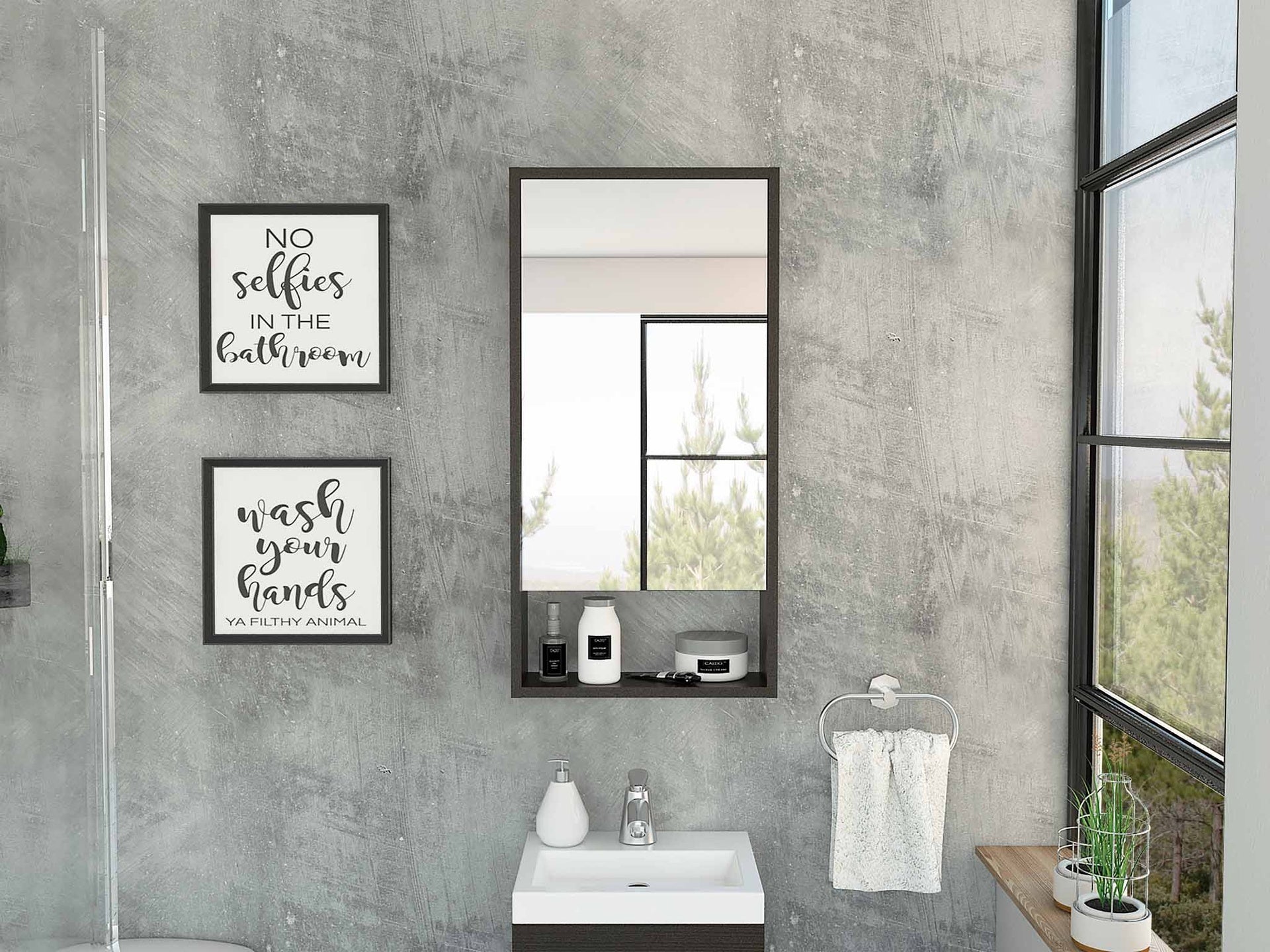 Rectangle Medicine Cabinet with Mirror Wenge