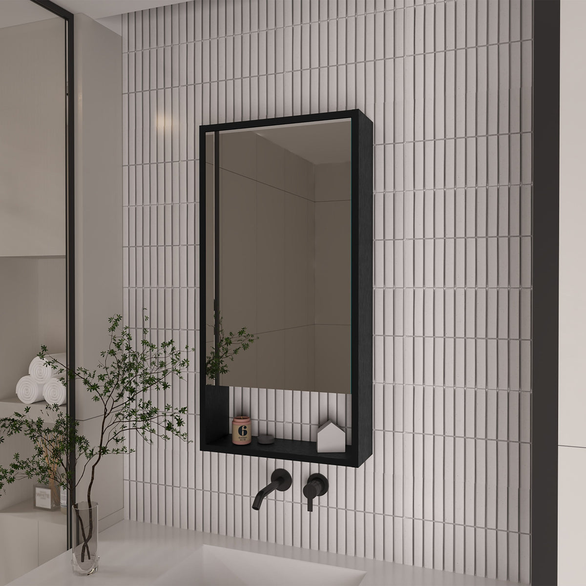 Rectangle Medicine Cabinet with Mirror Wenge