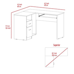Smokey Oak 2-Drawer 1-Shelf L-Shaped Computer Desk