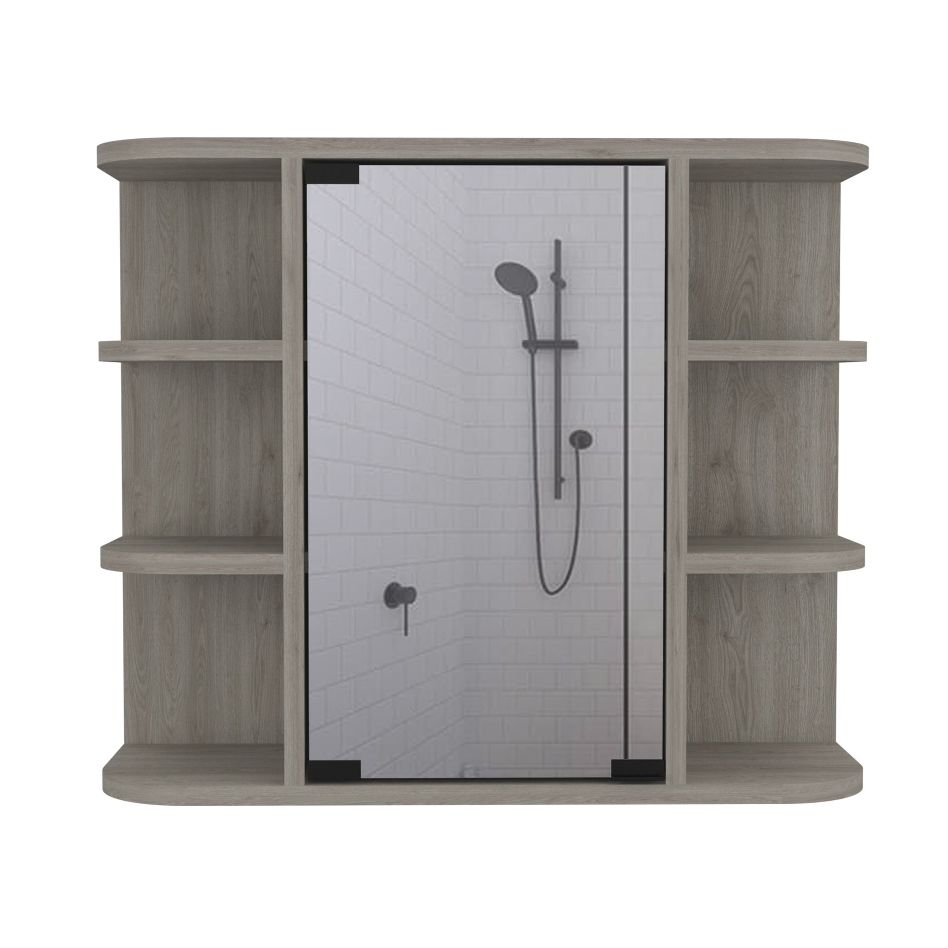 Roseburg 6-Shelf Medicine Cabinet with Mirorr Light Grey