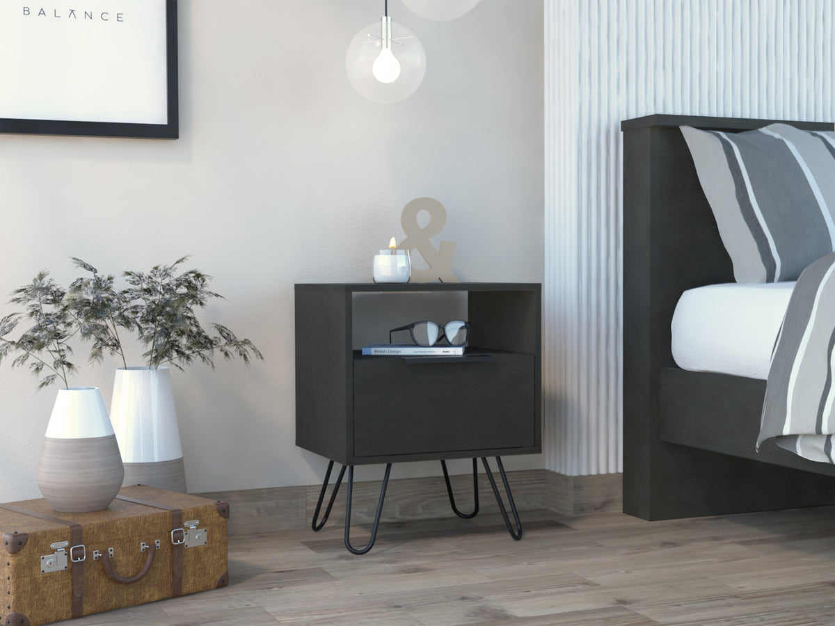 Wenge 1-Shelf 1-Drawer Nightstand