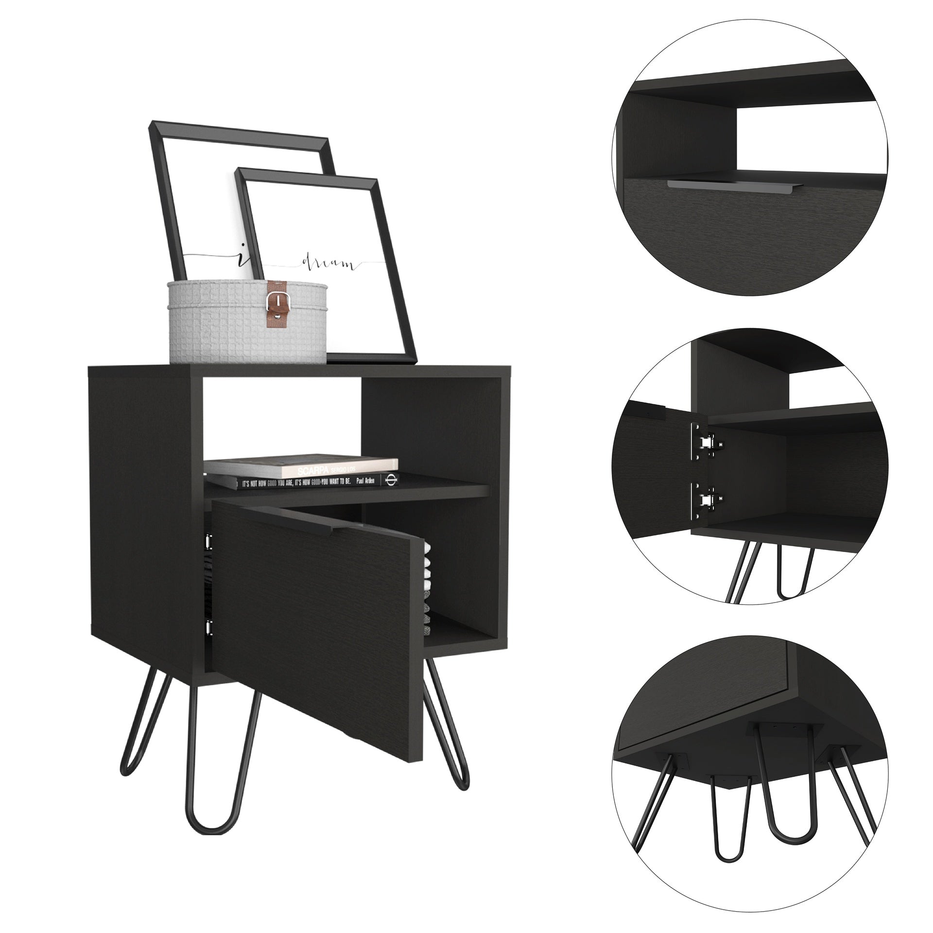 Wenge 1-Shelf 1-Drawer Nightstand