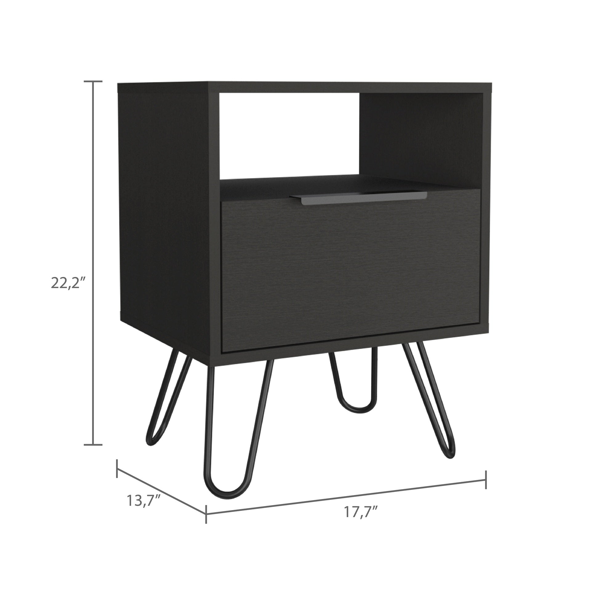 Wenge 1-Shelf 1-Drawer Nightstand