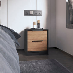 Wenge and Pine 2-Drawer Nightstand
