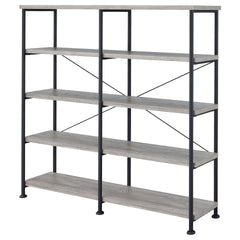 Grey Driftwood and Black Double-Wide Bookcase