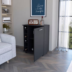 Wenge 6-Bottle Rack Bar Cart