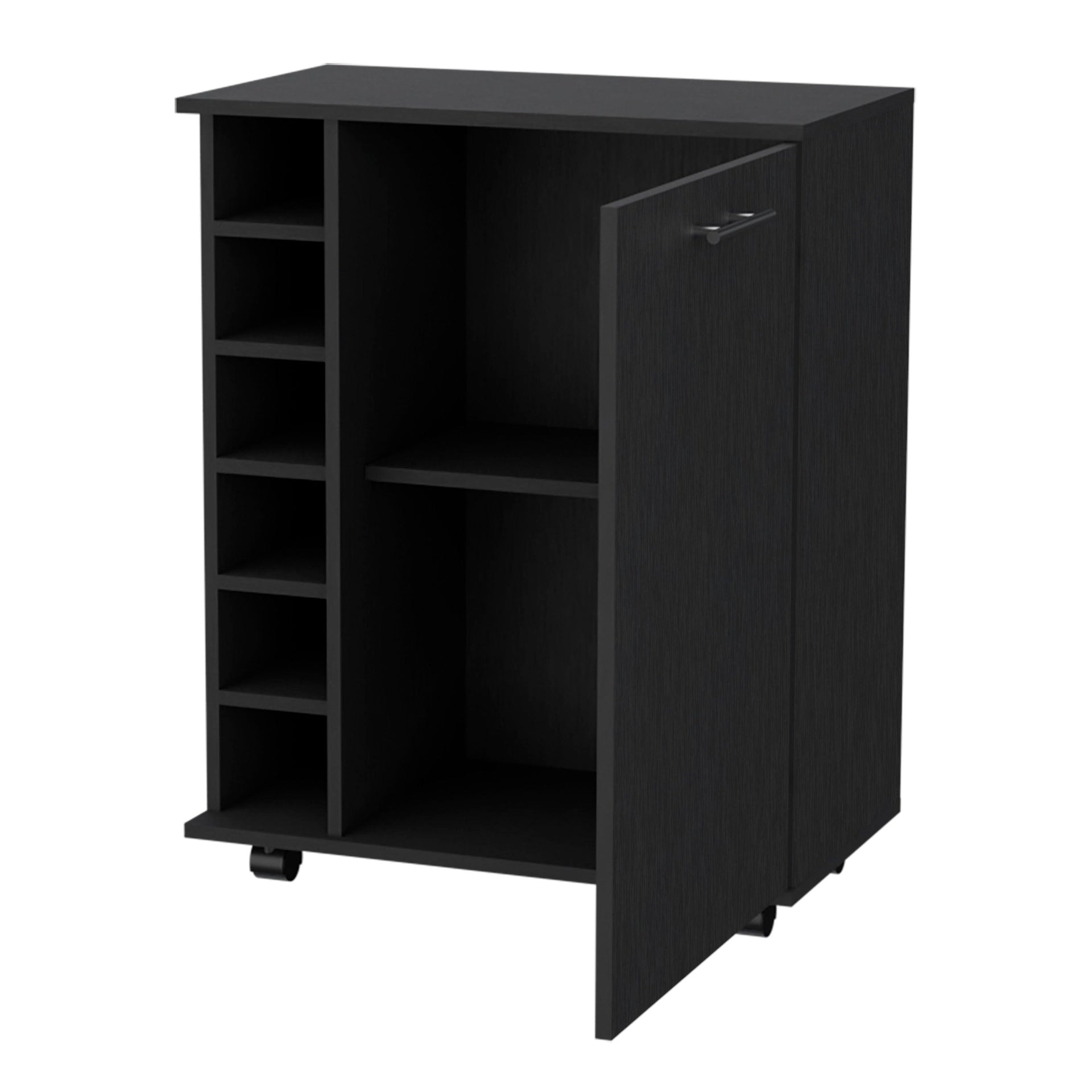 Wenge 6-Bottle Rack Bar Cart