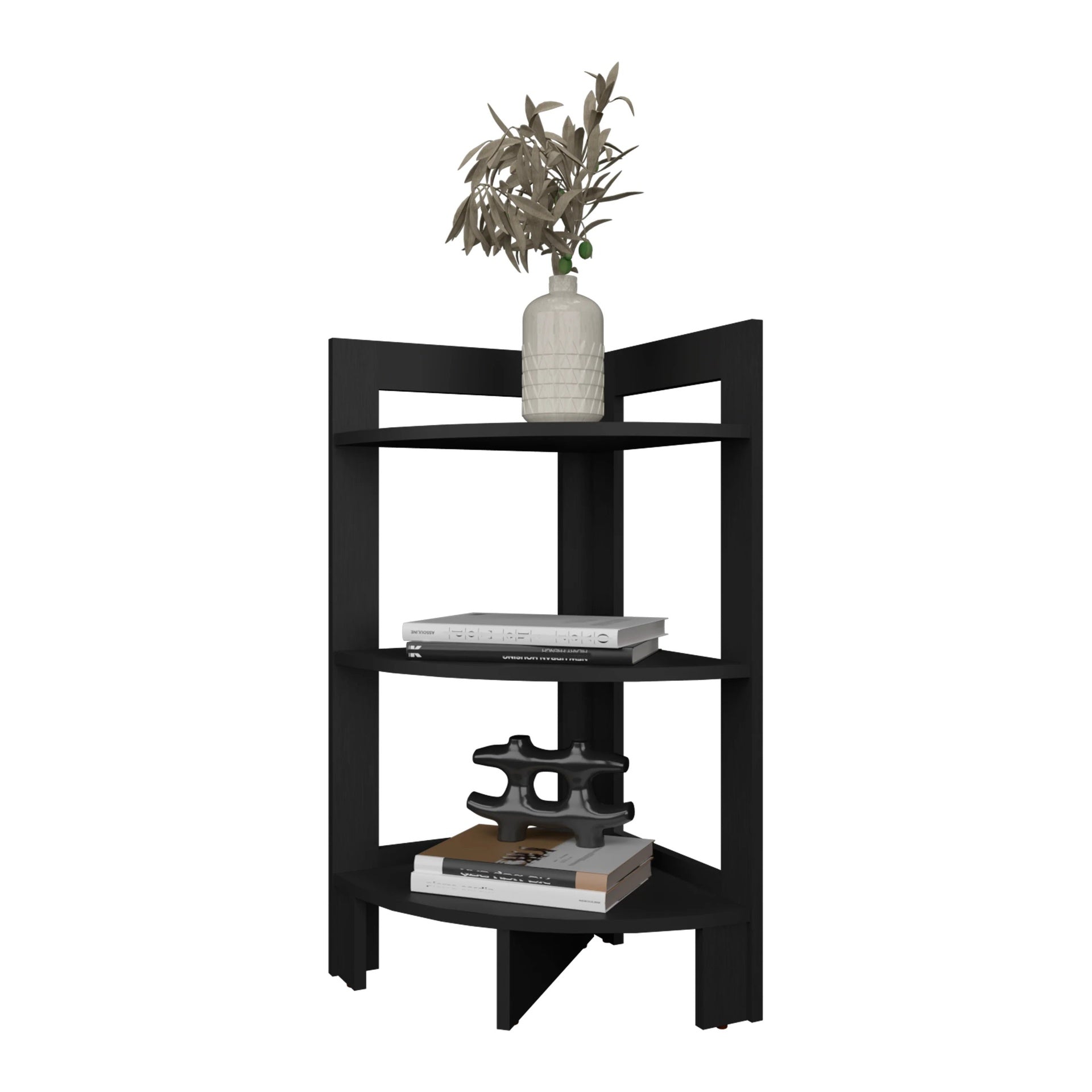 Wenge Corner Shelf with 3 Shelf