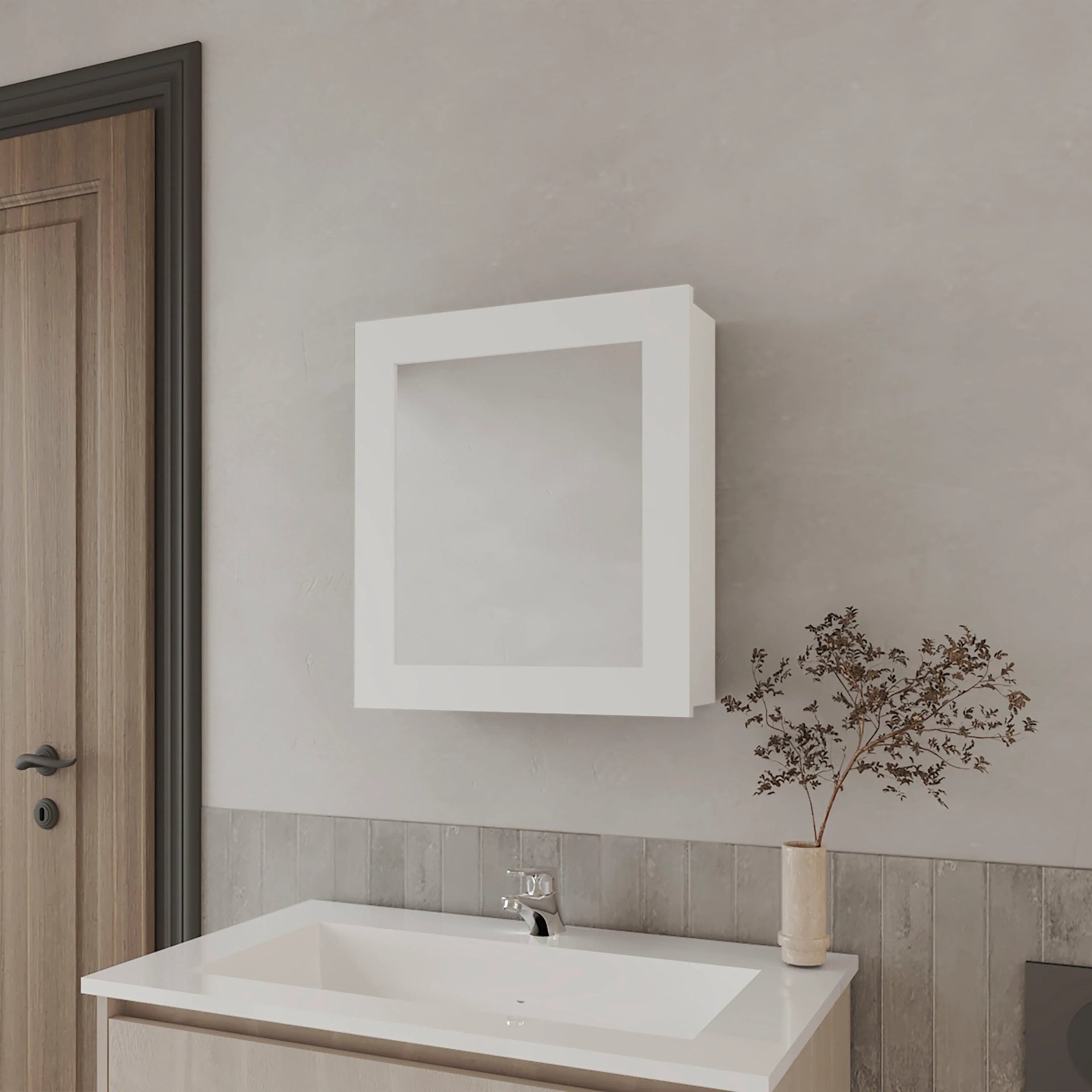 White Medicine Cabinet with Included Mirror