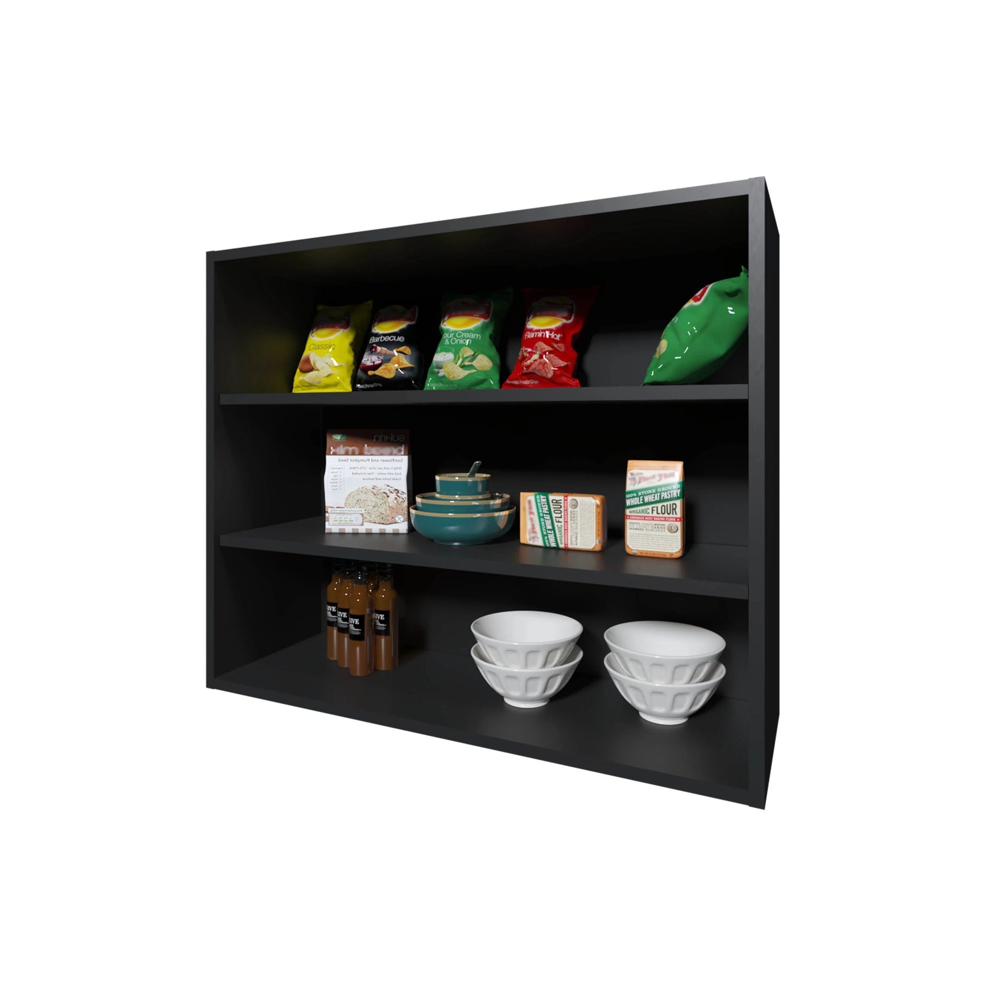 Wenge Wall Cabinet with Open Storage