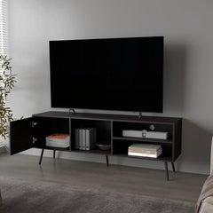 Wengue TV Stand Multistorage with a Door and Open Storage
