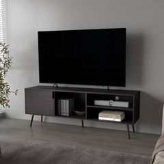 Wengue TV Stand Multistorage with a Door and Open Storage