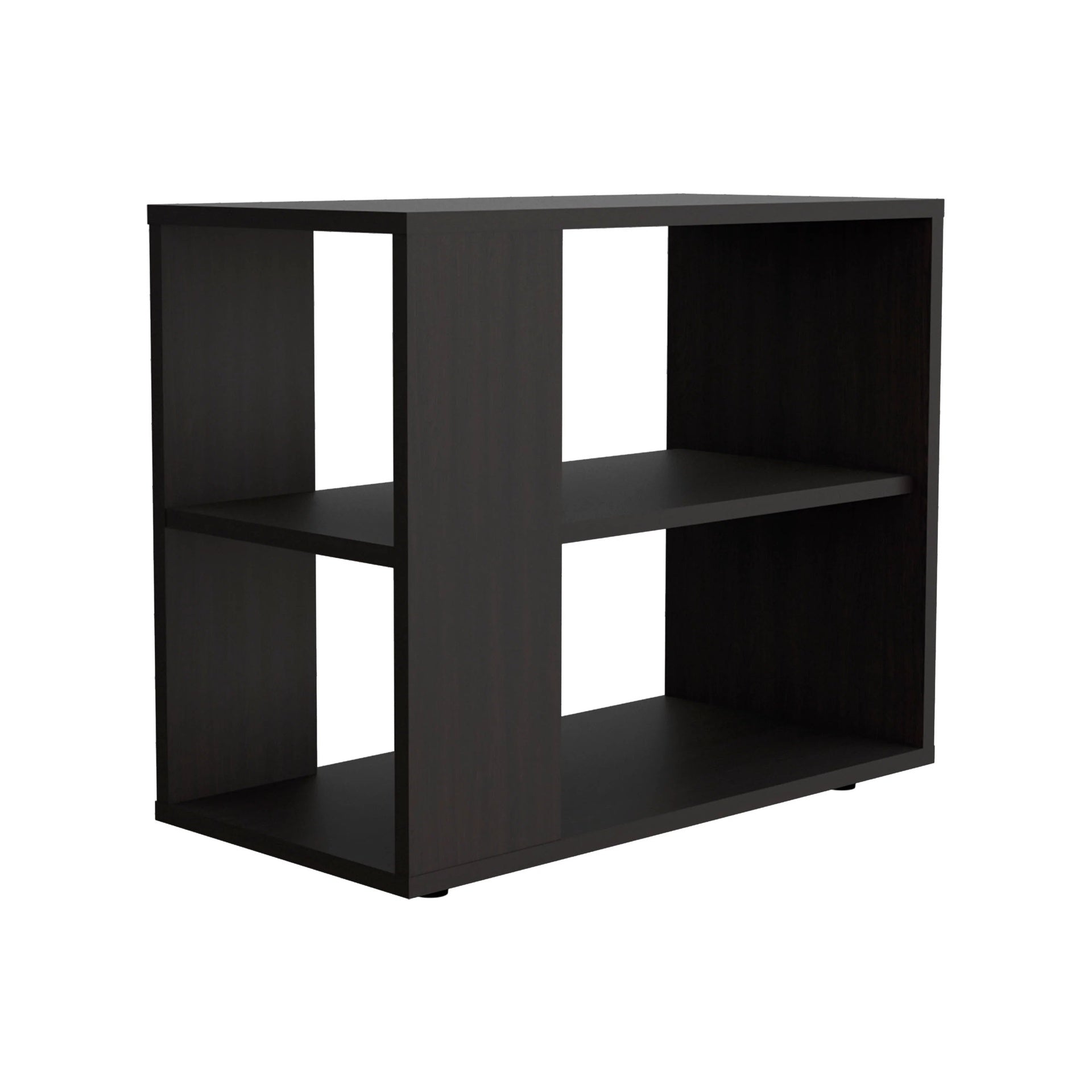 Wengue Side Table in Melamine with Open Storage