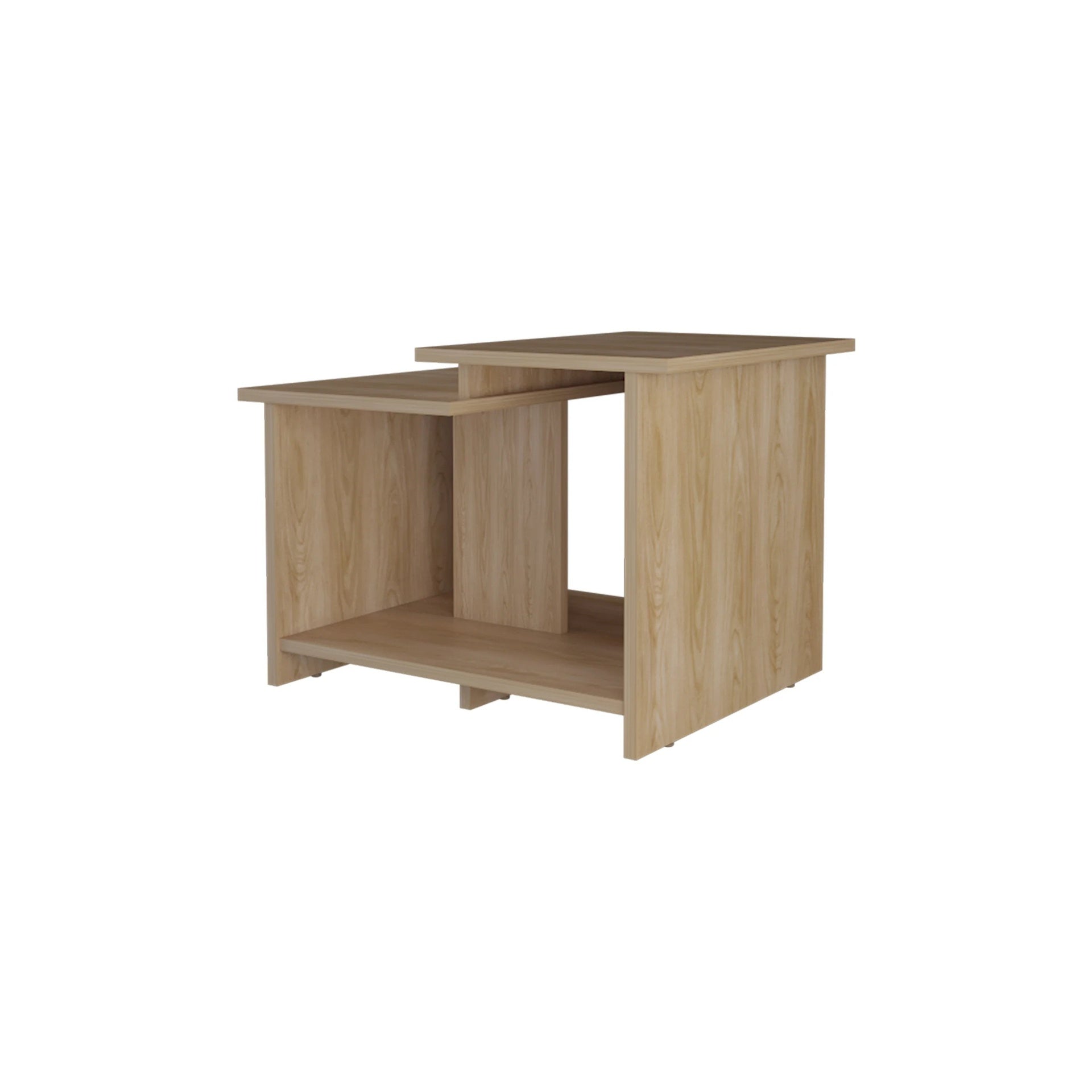 Natural Oak Coffee Table with Open Storage