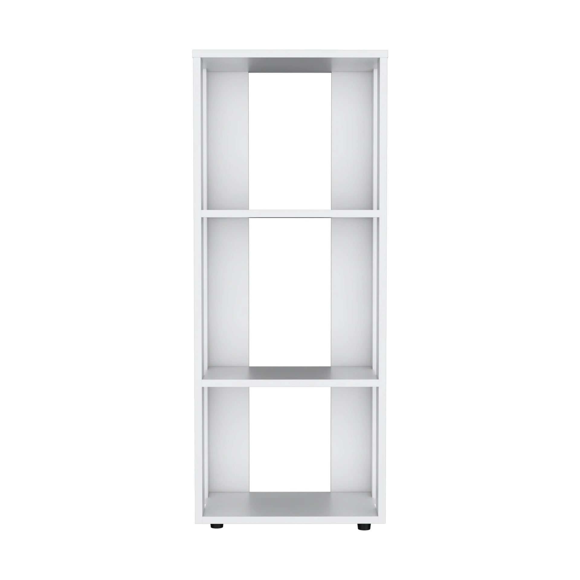 White Bookcase in Melamine with Open Storage