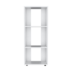 White Bookcase in Melamine with Open Storage