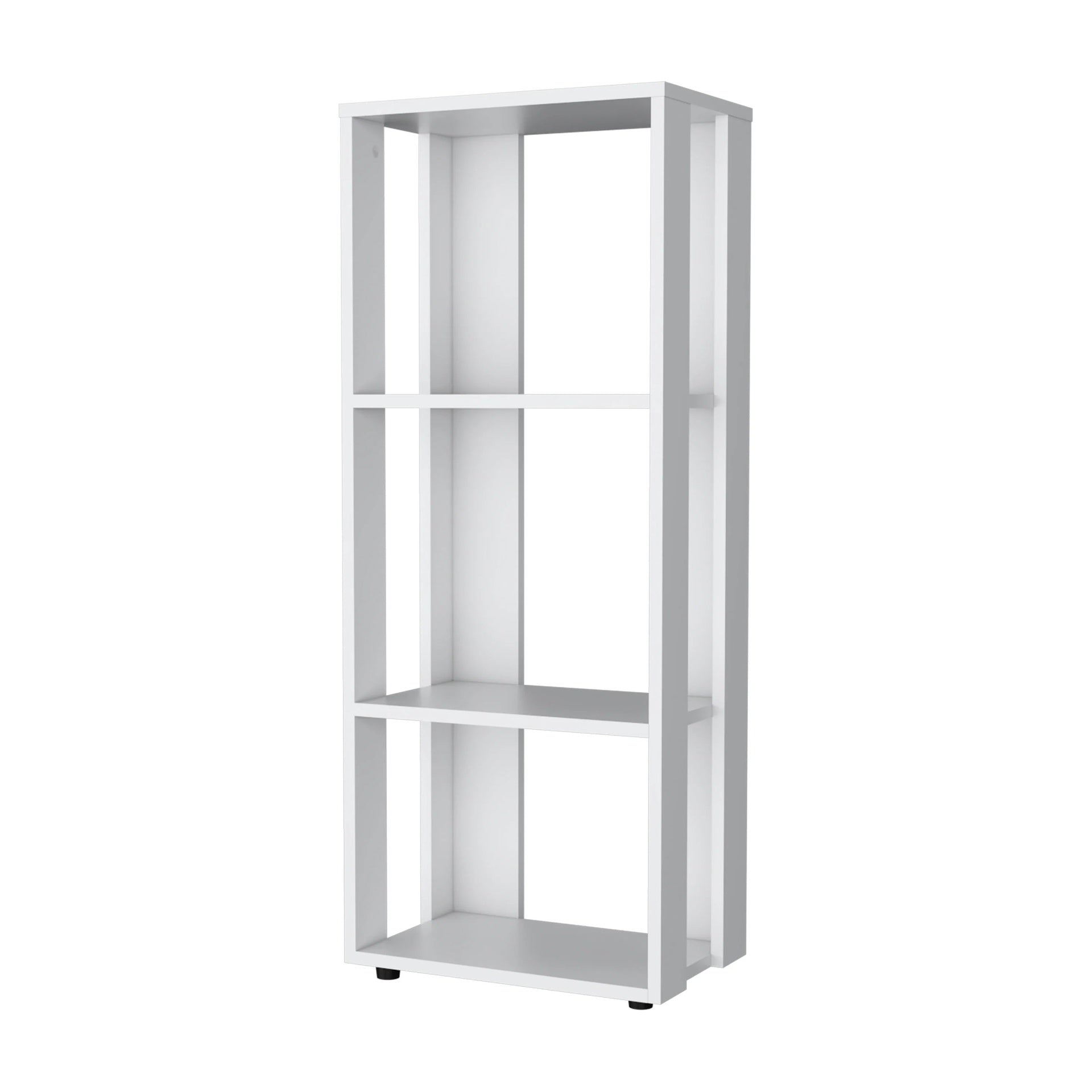 White Bookcase in Melamine with Open Storage
