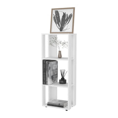 White Bookcase in Melamine with Open Storage