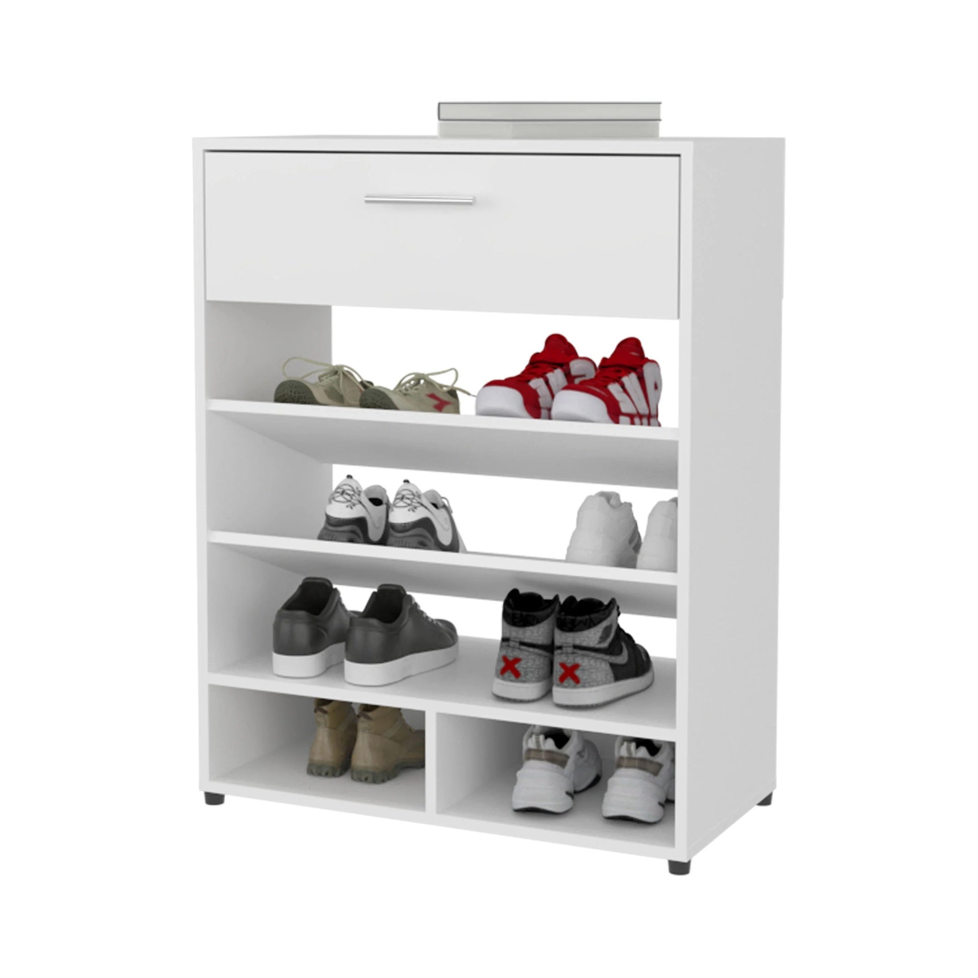 White Shoe Rack with 1-Drawer