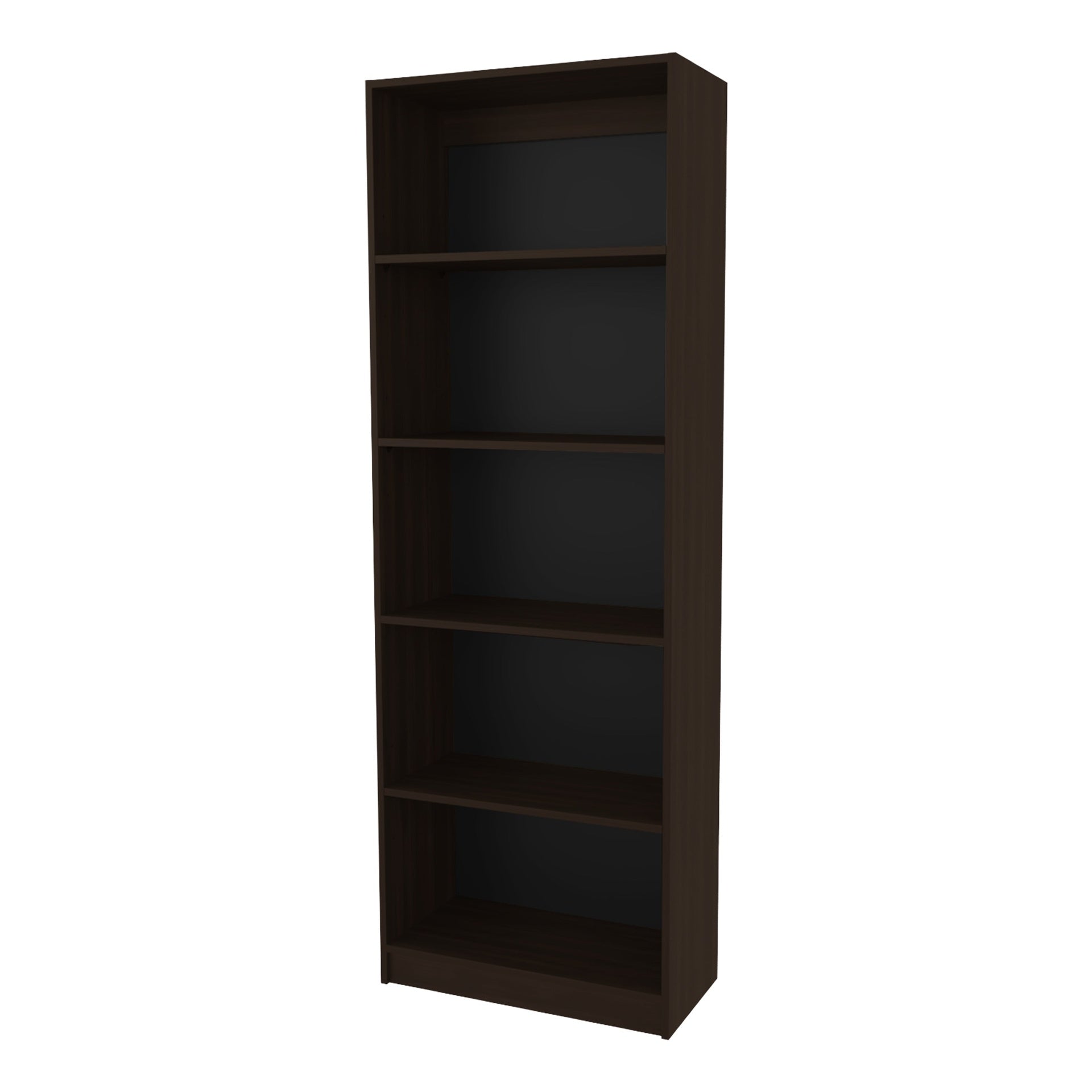 Stained Walnut Bookcase with Open Storage and 5 Shelves