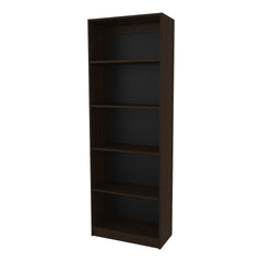 Stained Walnut Bookcase with Open Storage and 5 Shelves