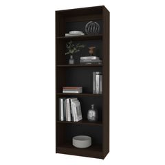 Stained Walnut Bookcase with Open Storage and 5 Shelves