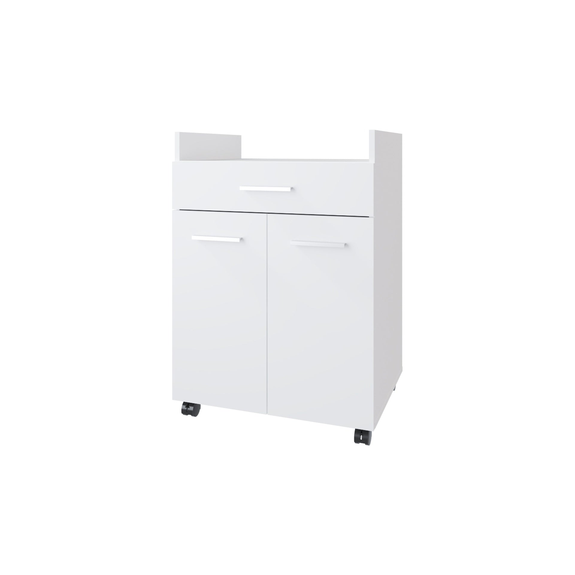 White Burnside Kitchen Cart with 2 Doors and 1 Drawer
