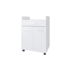 White Burnside Kitchen Cart with 2 Doors and 1 Drawer