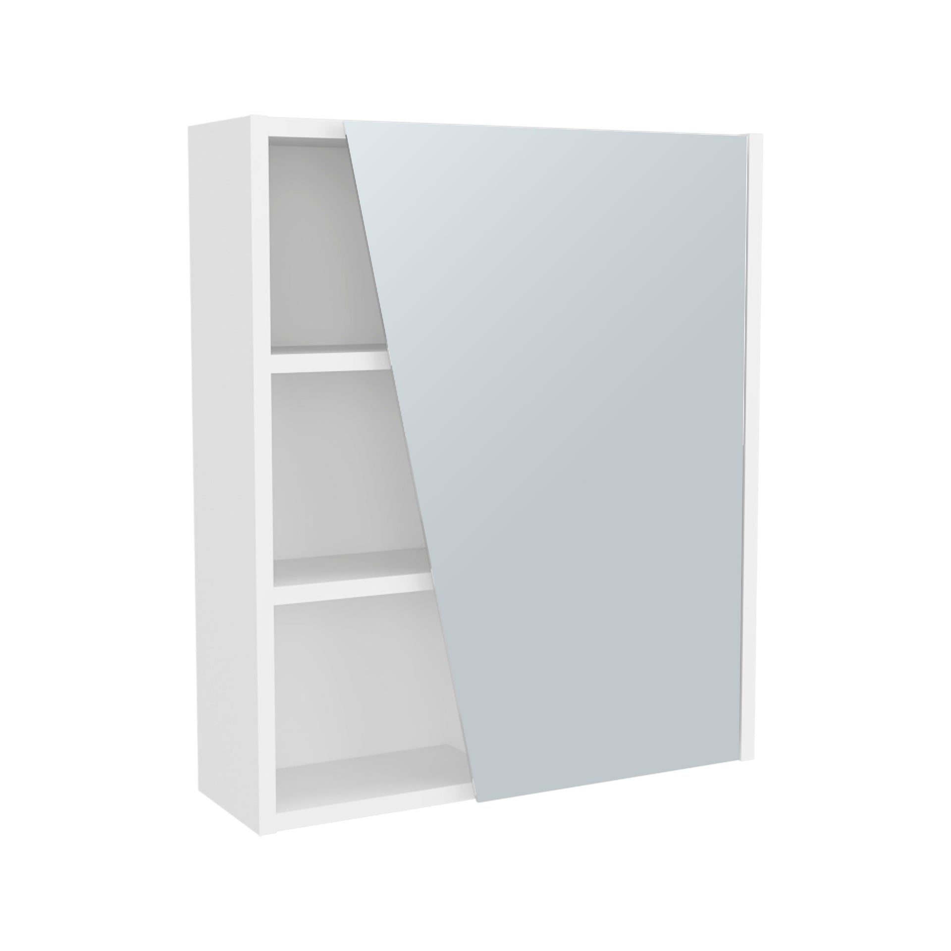 White Medicine Cabinet with Mirrored Door and Open Storage