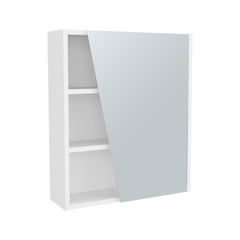 White Medicine Cabinet with Mirrored Door and Open Storage