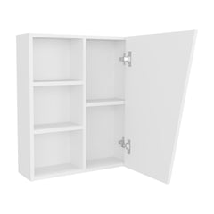 White Medicine Cabinet with Mirrored Door and Open Storage