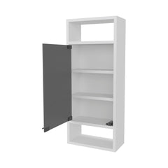 White Medicine Cabinet with Mirrored Door and Open Storage