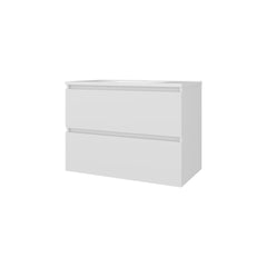 White Floating Vanity with Two Drawers and Sink