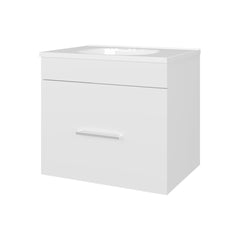 White 1-Drawer Floating Bathroom Vanity Set with Sink
