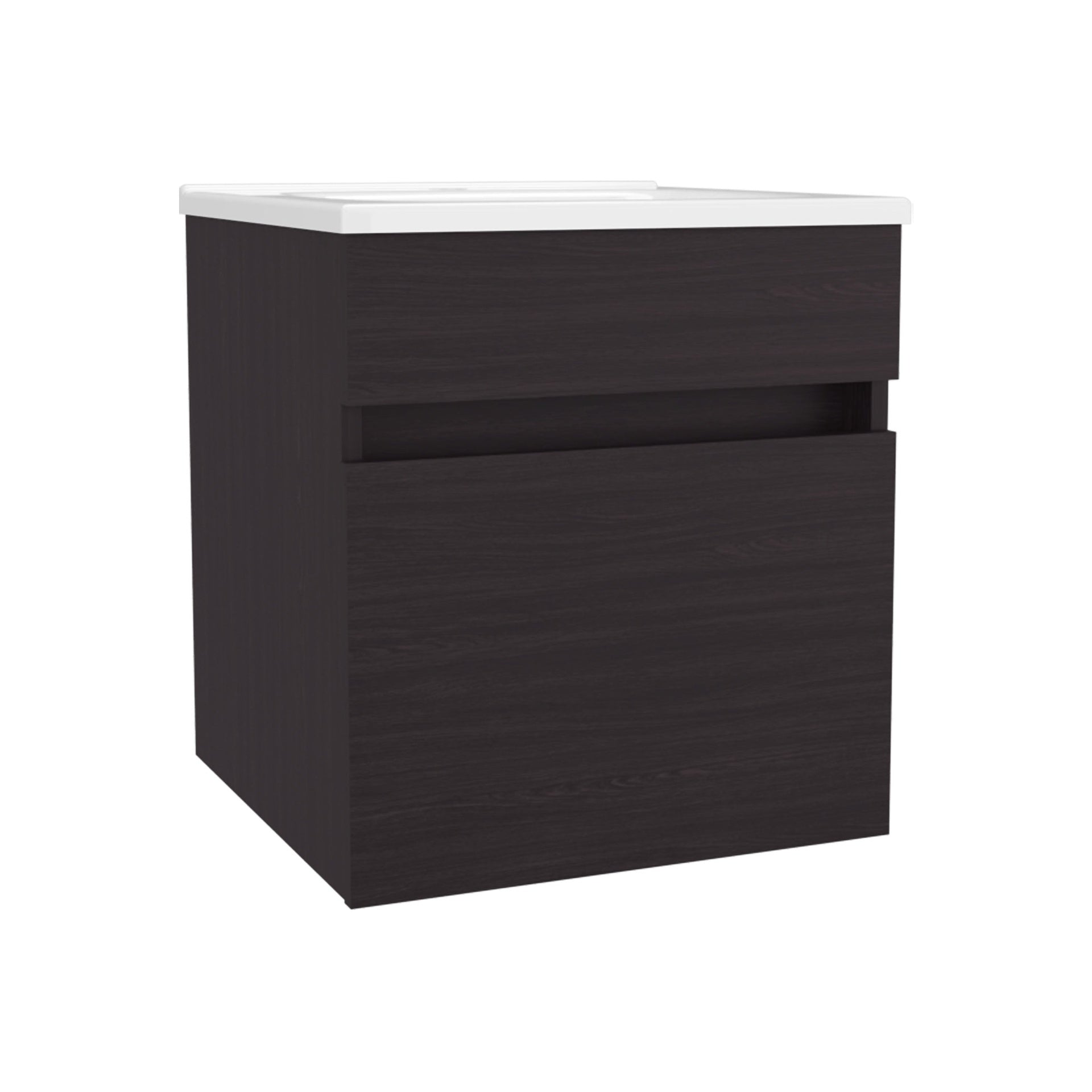 Wengue Bathroom Floating Vanity with Sink and 1 Door