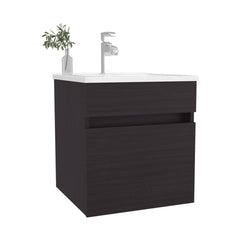 Wengue Bathroom Floating Vanity with Sink and 1 Door