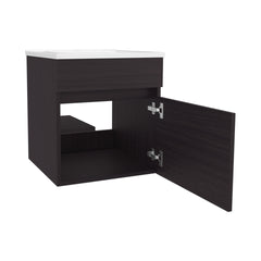 Wengue Bathroom Floating Vanity with Sink and 1 Door