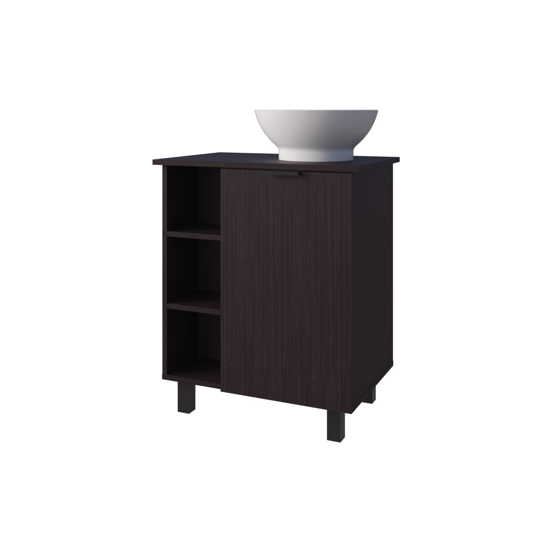 Wengue Bathroom Vanity with 1 Door and 8 Storage Shelf