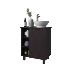Wengue Bathroom Vanity with 1 Door and 8 Storage Shelf
