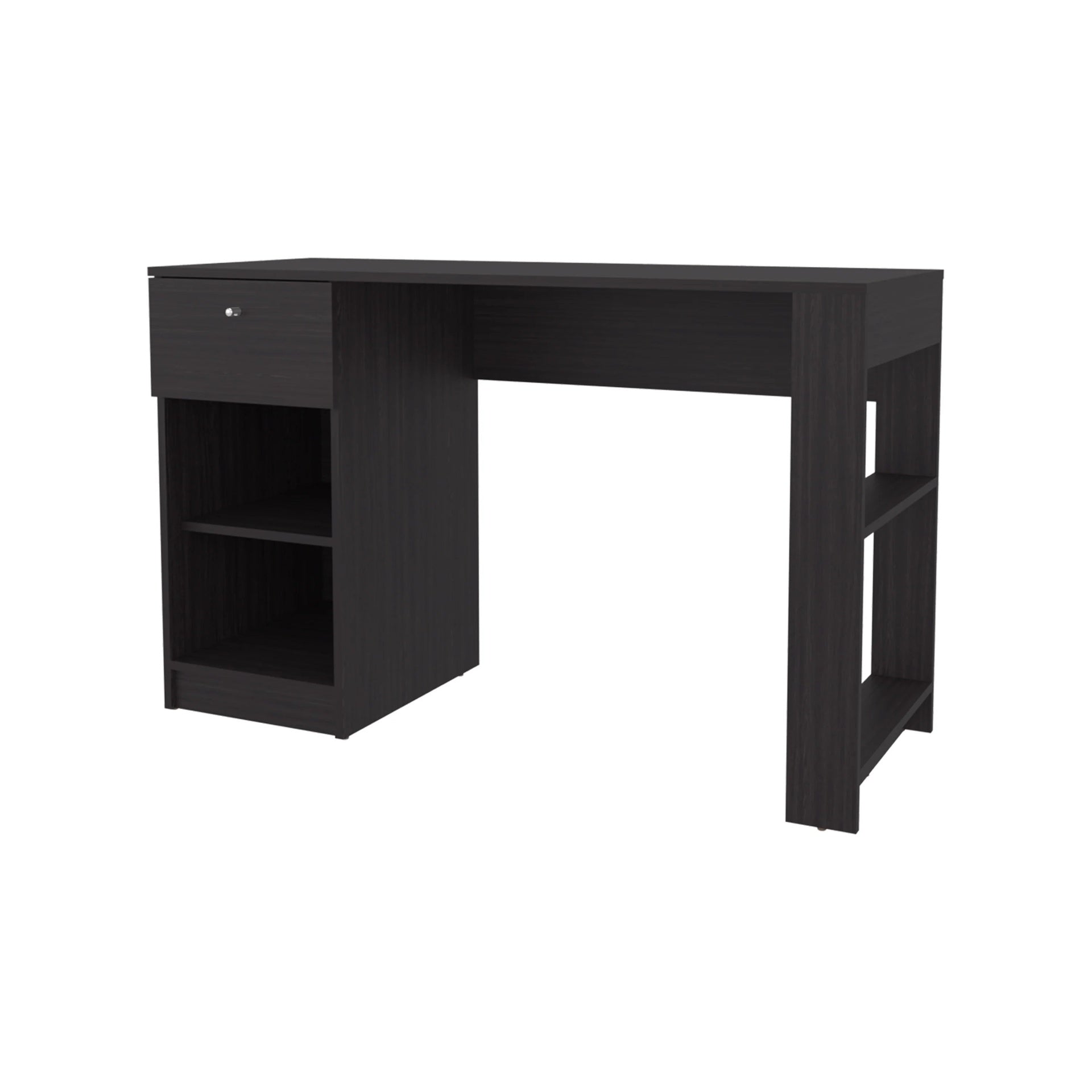Wengue Computer Desk with 1-Drawer and Open Storage