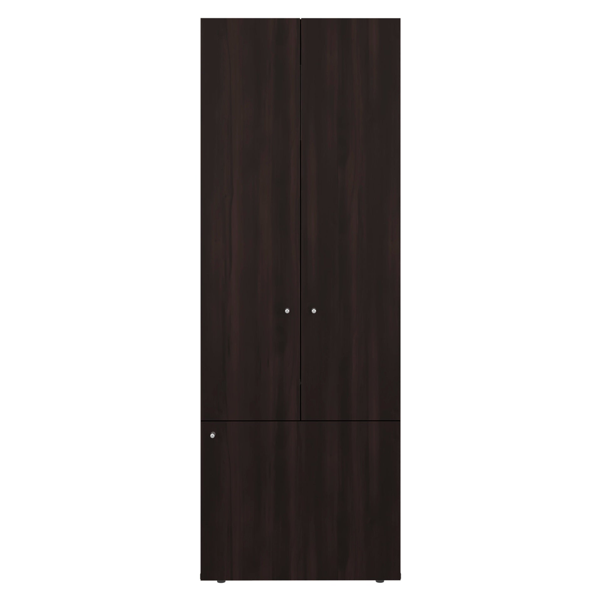 Stained Walnut 3-Door Tall Wardrobe Cabinet with 4 Shelf