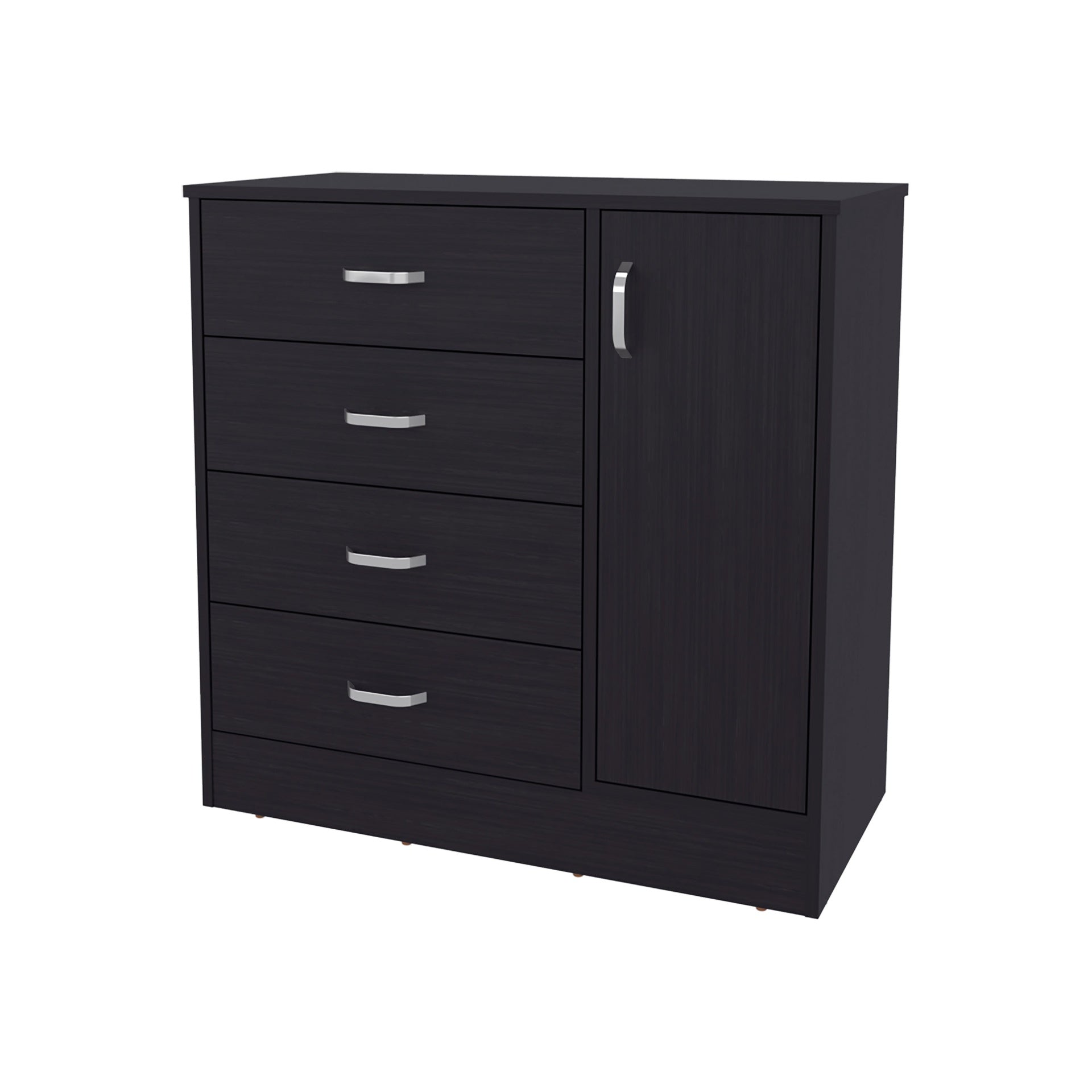 Wenge 4-Drawer Dresser with Side Cabinet
