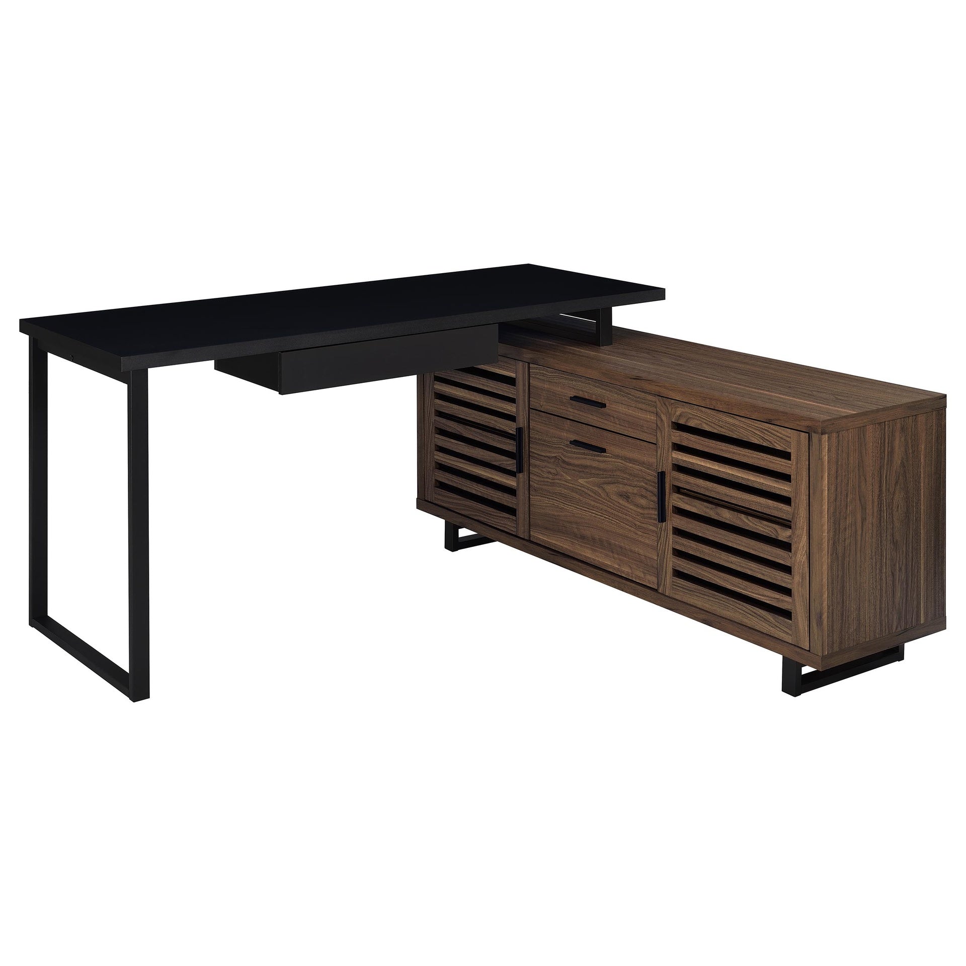 Rodger Black and Walnut L-Shape Office Computer Desk