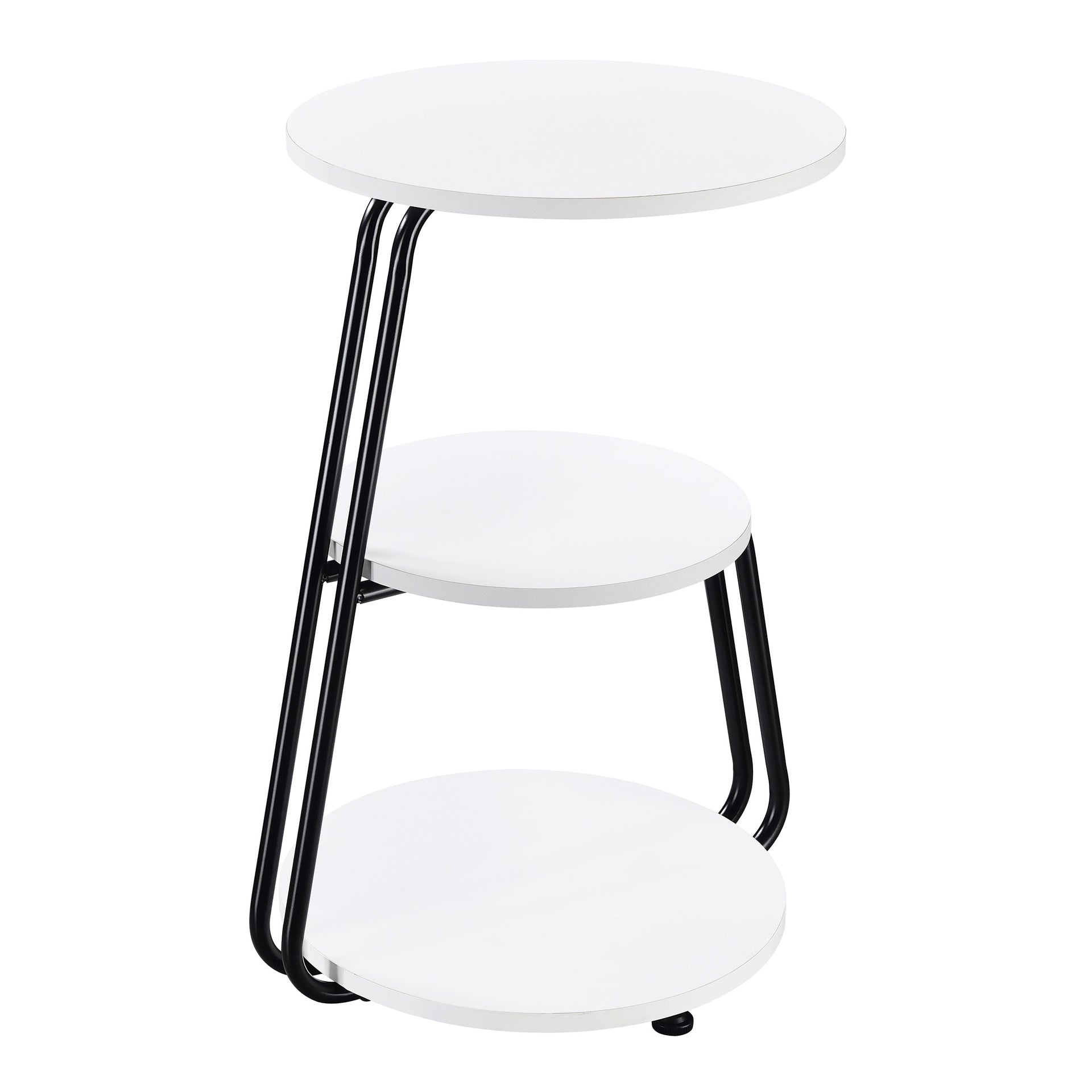 Dixon White and Black 3-tier Round Accent Side Table