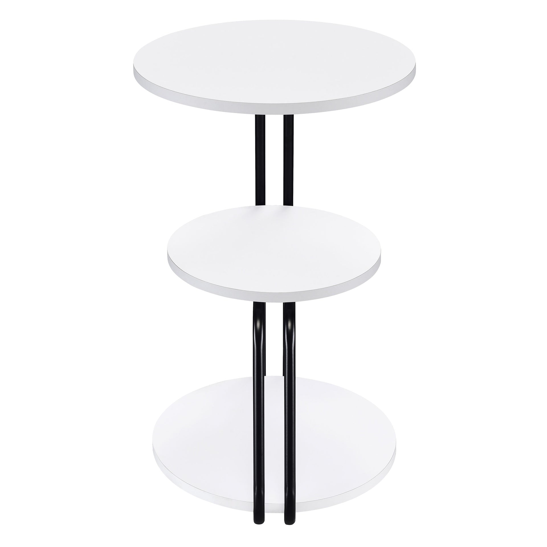 Dixon White and Black 3-tier Round Accent Side Table
