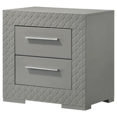Pierce Grey High Gloss 2-drawer Nightstand Bedside Table