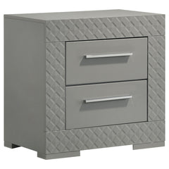Pierce Grey High Gloss 2-drawer Nightstand Bedside Table