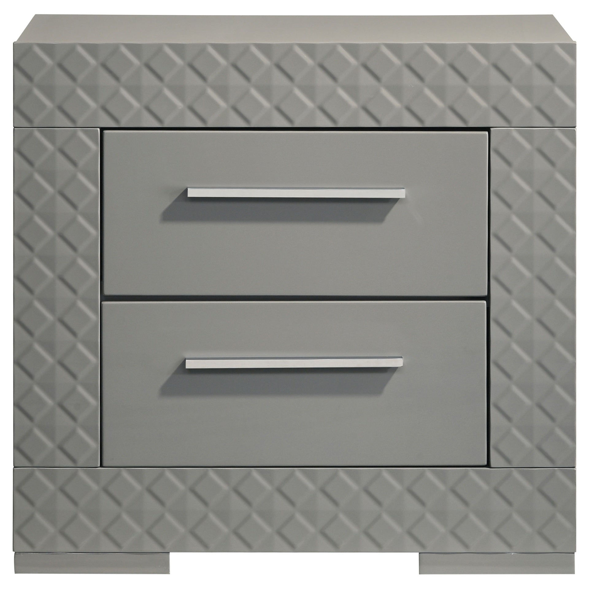 Pierce Grey High Gloss 2-drawer Nightstand Bedside Table