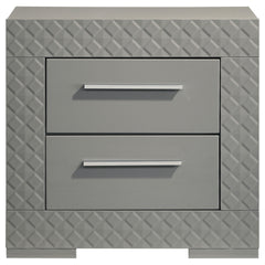 Pierce Grey High Gloss 2-drawer Nightstand Bedside Table